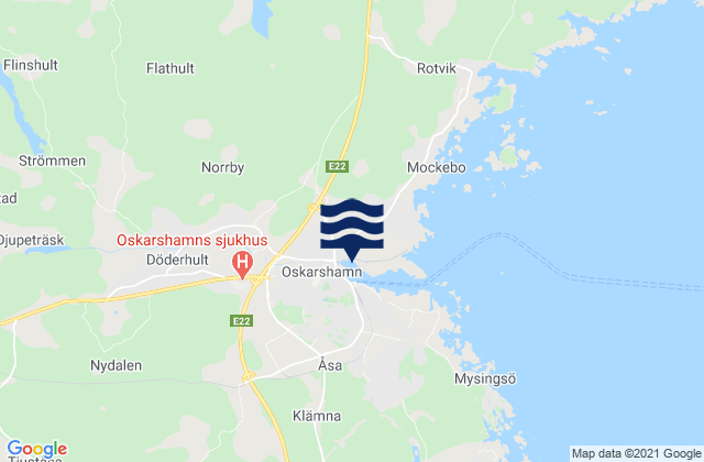 Mapa da tábua de marés em Oskarshamns Kommun, Sweden