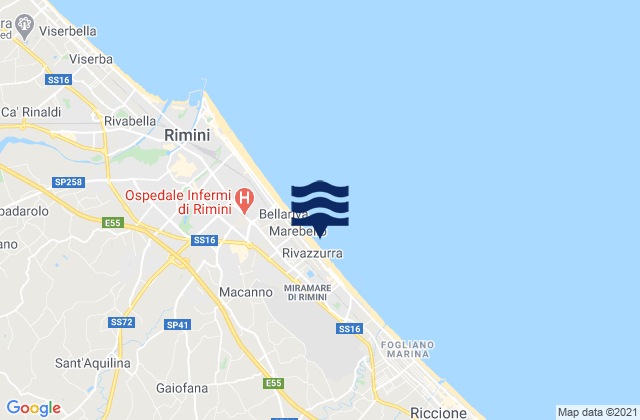Mapa da tábua de marés em Ospedaletto, Italy