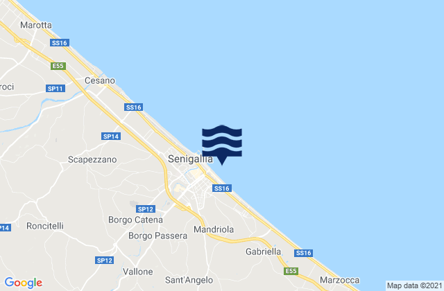 Mapa da tábua de marés em Ostra, Italy