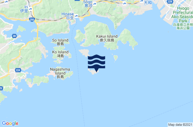 Mapa da tábua de marés em Otabu Sima, Japan