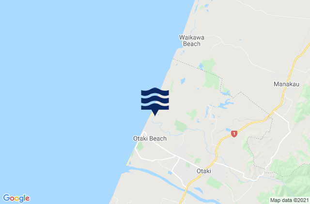 Mapa da tábua de marés em Otaki, New Zealand