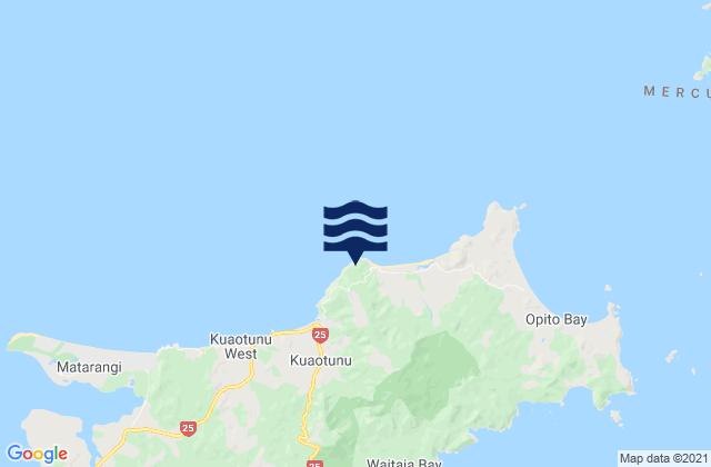Mapa da tábua de marés em Otama Beach, New Zealand