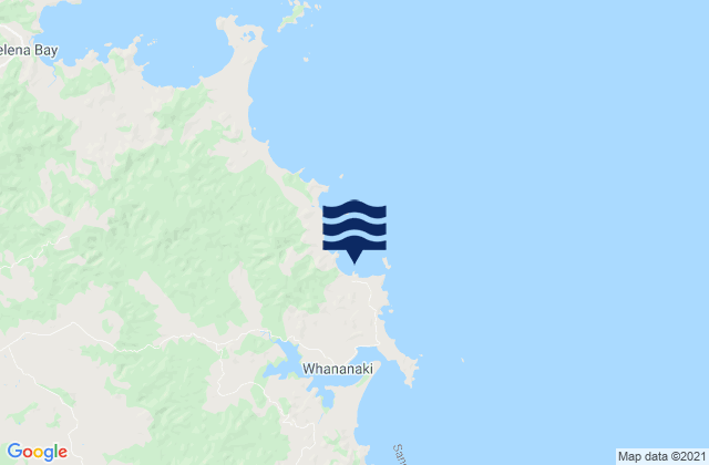 Mapa da tábua de marés em Otamure Bay, New Zealand