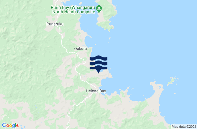 Mapa da tábua de marés em Otara Bay, New Zealand