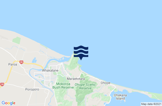 Mapa da tábua de marés em Otarawairere Bay, New Zealand