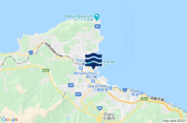 Mapa da tábua de marés em Otaru, Japan