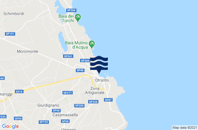 Mapa da tábua de marés em Otranto, Italy