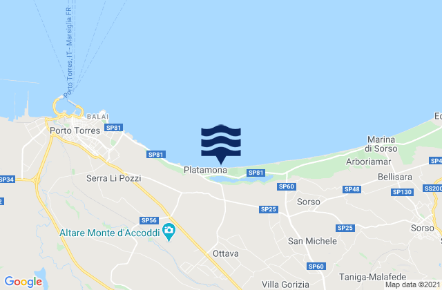 Mapa da tábua de marés em Ottava, Italy