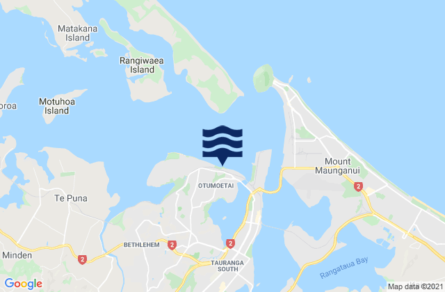 Mapa da tábua de marés em Otumoetai, New Zealand