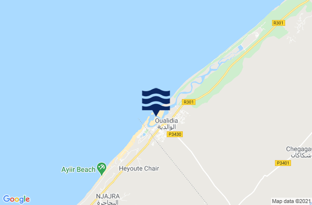 Mapa da tábua de marés em Oualidia, Morocco