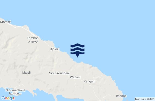 Mapa da tábua de marés em Ouanani, Comoros