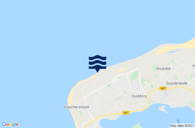 Mapa da tábua de marés em Ouddorp Beach, Netherlands