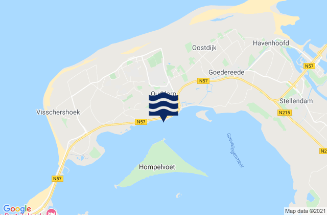 Mapa da tábua de marés em Ouddorp, Netherlands