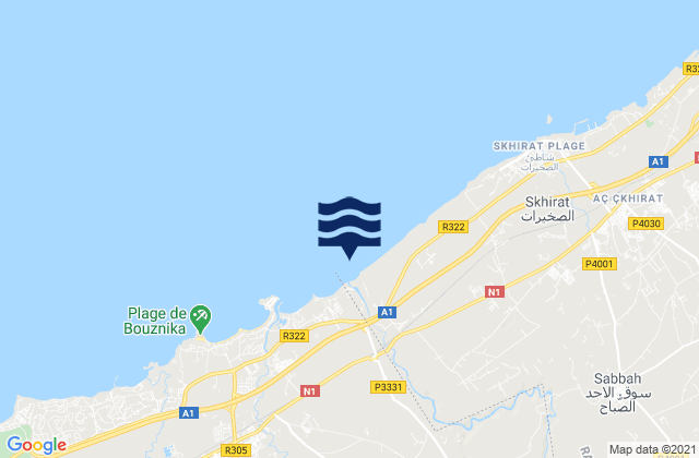 Mapa da tábua de marés em Oued Charrate, Morocco