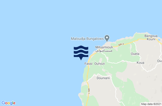 Mapa da tábua de marés em Ouhozi, Comoros