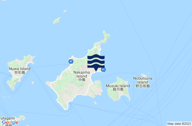 Mapa da tábua de marés em Oura (Sekito Seto), Japan