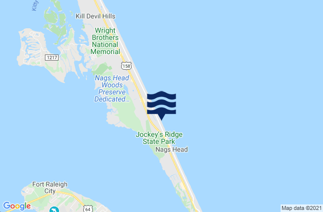 Mapa da tábua de marés em Outer Banks Pier, United States