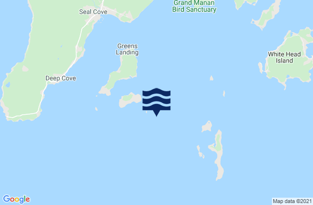 Mapa da tábua de marés em Outer Wood Island, Canada