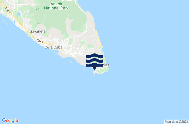 Mapa da tábua de marés em Outside Rodger's Beach, Venezuela