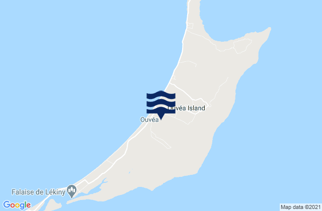 Mapa da tábua de marés em Ouvéa, New Caledonia