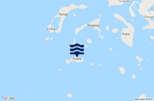 Mapa da tábua de marés em Ovaka Island, Tonga