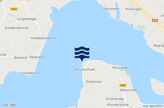 Mapa da tábua de marés em Overloop van Hansweert, Netherlands