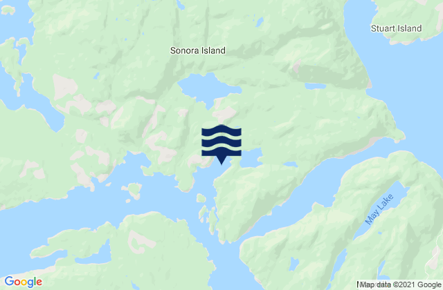Mapa da tábua de marés em Owen Bay, Canada