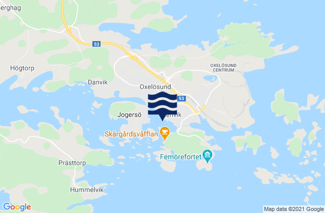 Mapa da tábua de marés em Oxelösunds Kommun, Sweden