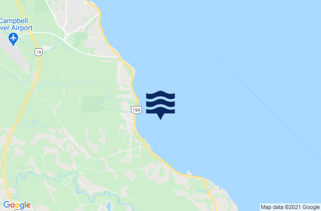 Mapa da tábua de marés em Oyster Bay, Canada