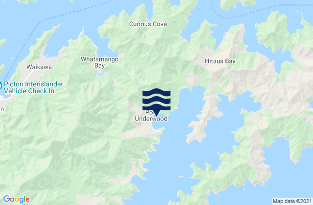 Mapa da tábua de marés em Oyster Bay, New Zealand