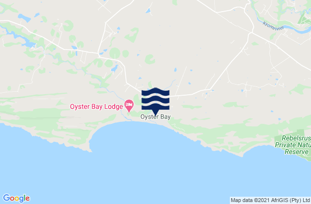 Mapa da tábua de marés em Oyster Bay, South Africa