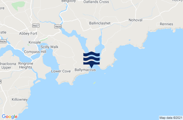 Mapa da tábua de marés em Oyster Haven, Ireland