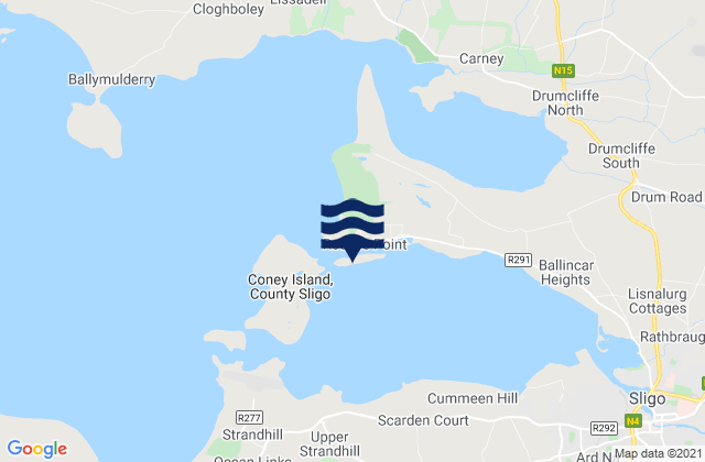 Mapa da tábua de marés em Oyster Island, Ireland