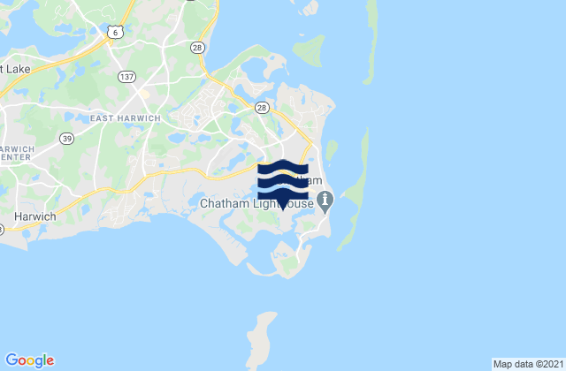 Mapa da tábua de marés em Oyster Pond Beach Chatham, United States