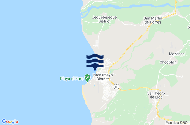 Mapa da tábua de marés em Pacasmayo, Peru