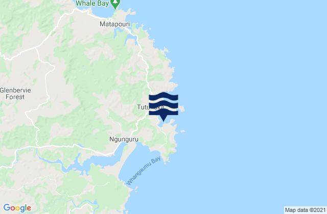 Mapa da tábua de marés em Pacific Bay, New Zealand