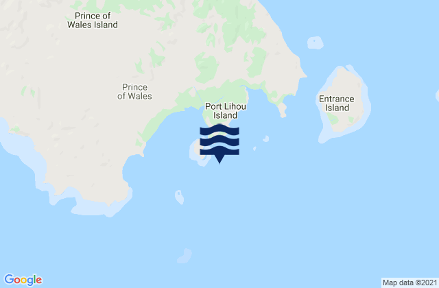 Mapa da tábua de marés em Packe Island, Australia