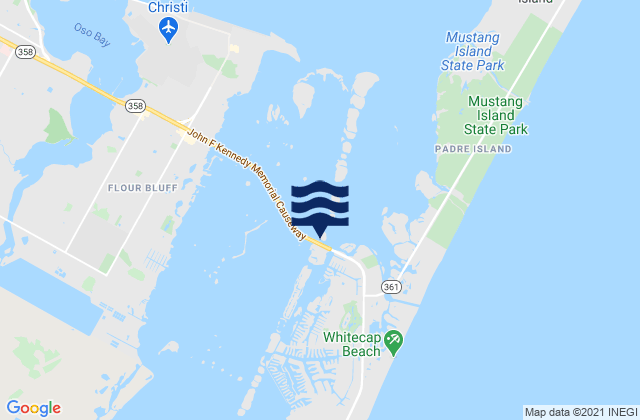 Mapa da tábua de marés em Packery Channel, United States