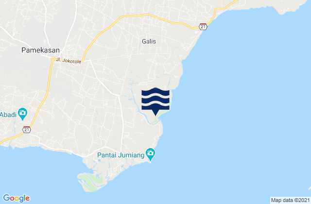 Mapa da tábua de marés em Pademawu, Indonesia