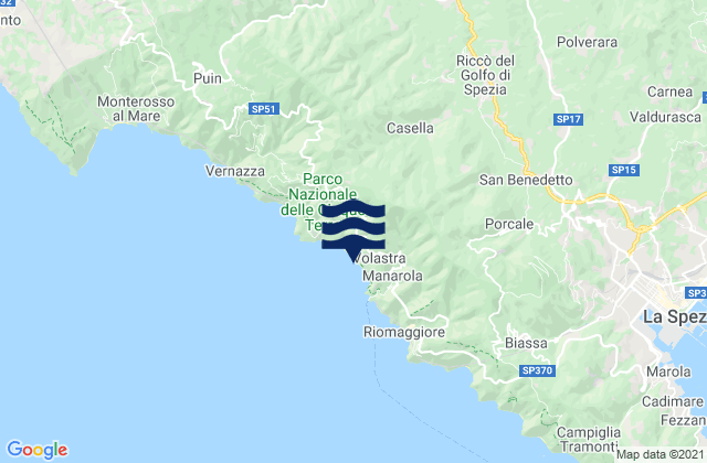 Mapa da tábua de marés em Padivarma, Italy