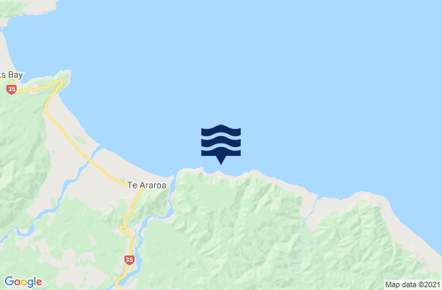 Mapa da tábua de marés em Paengaroa Bay, New Zealand