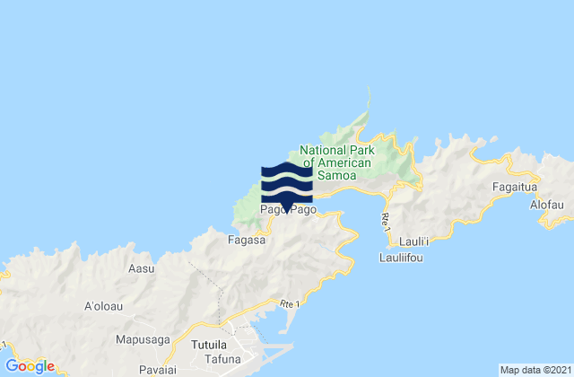 Mapa da tábua de marés em Pago Pago, American Samoa