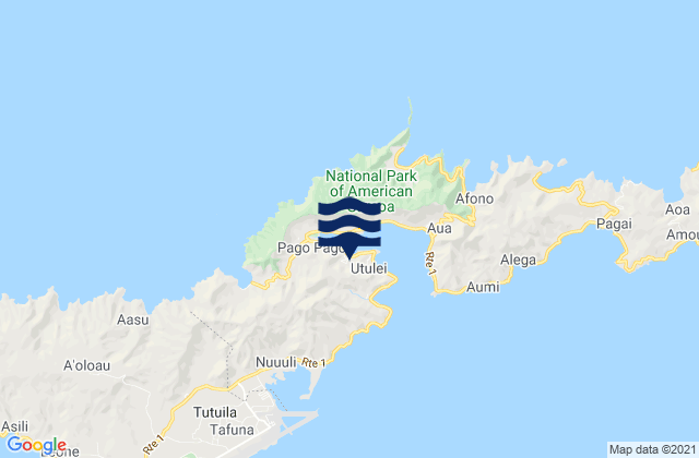 Mapa da tábua de marés em Pago Pago Harbor Tutuila Island, American Samoa