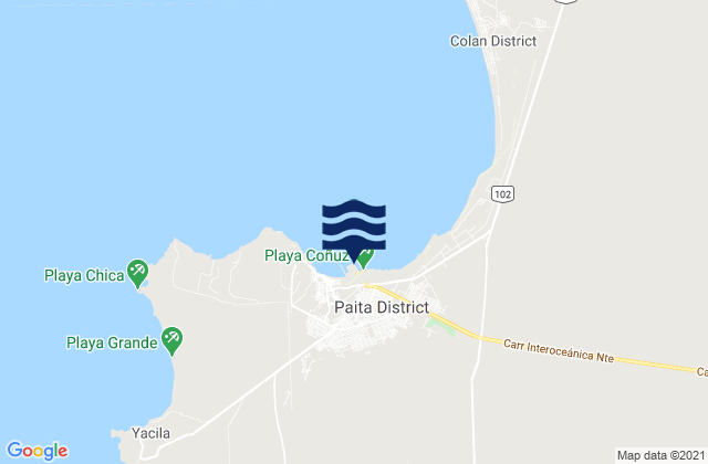 Mapa da tábua de marés em Paita, Peru