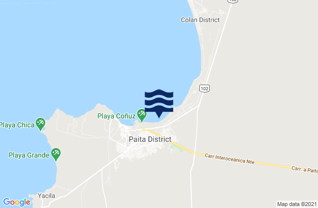Mapa da tábua de marés em Paita, Peru