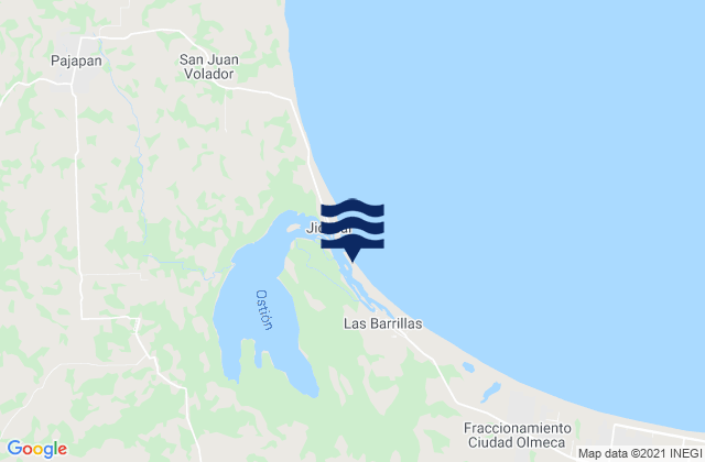 Mapa da tábua de marés em Pajapan, Mexico