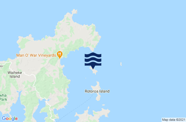Mapa da tábua de marés em Pakatoa Island, New Zealand