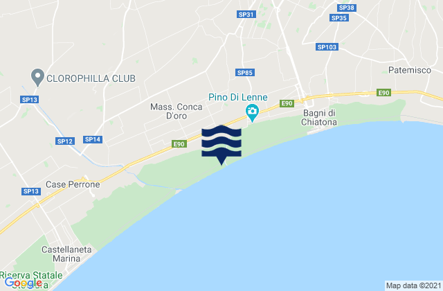 Mapa da tábua de marés em Palagianello, Italy