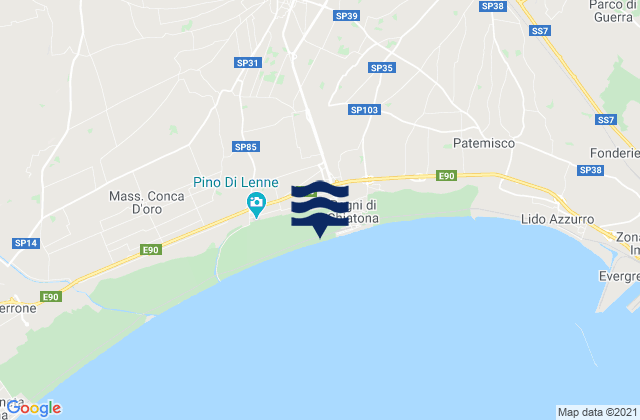 Mapa da tábua de marés em Palagiano, Italy