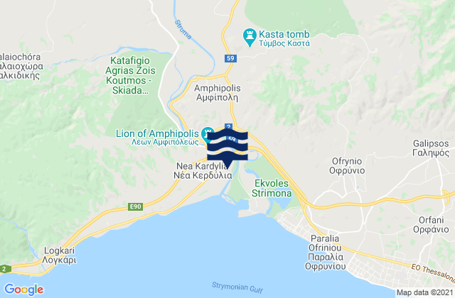 Mapa da tábua de marés em Palaiokómi, Greece